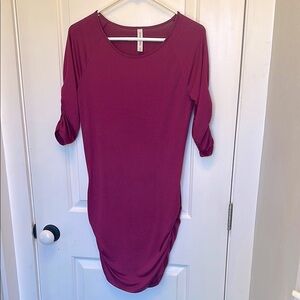 Zenana Outfitters Deep Burgundy Ruched Bodycon Dress